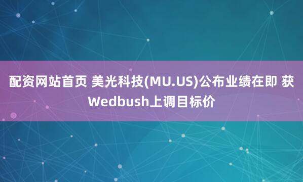 配资网站首页 美光科技(MU.US)公布业绩在即 获Wedbush上调目标价