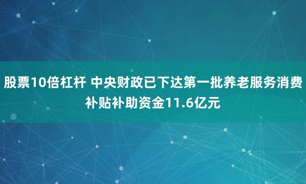 股票10倍杠杆 中央财政已下达第一批养老服务消费补贴补助资金11.6亿元